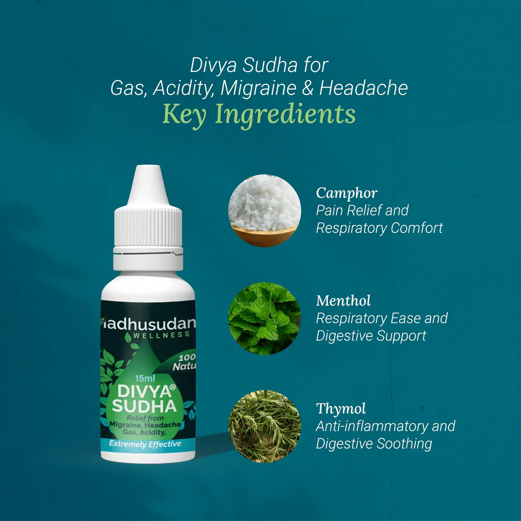 Divyasudha Drops For Gas, Acidity & Migraine