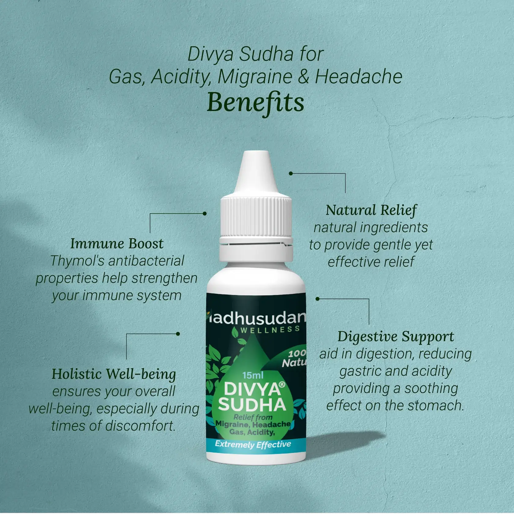Divyasudha Drops For Gas, Acidity & Migraine