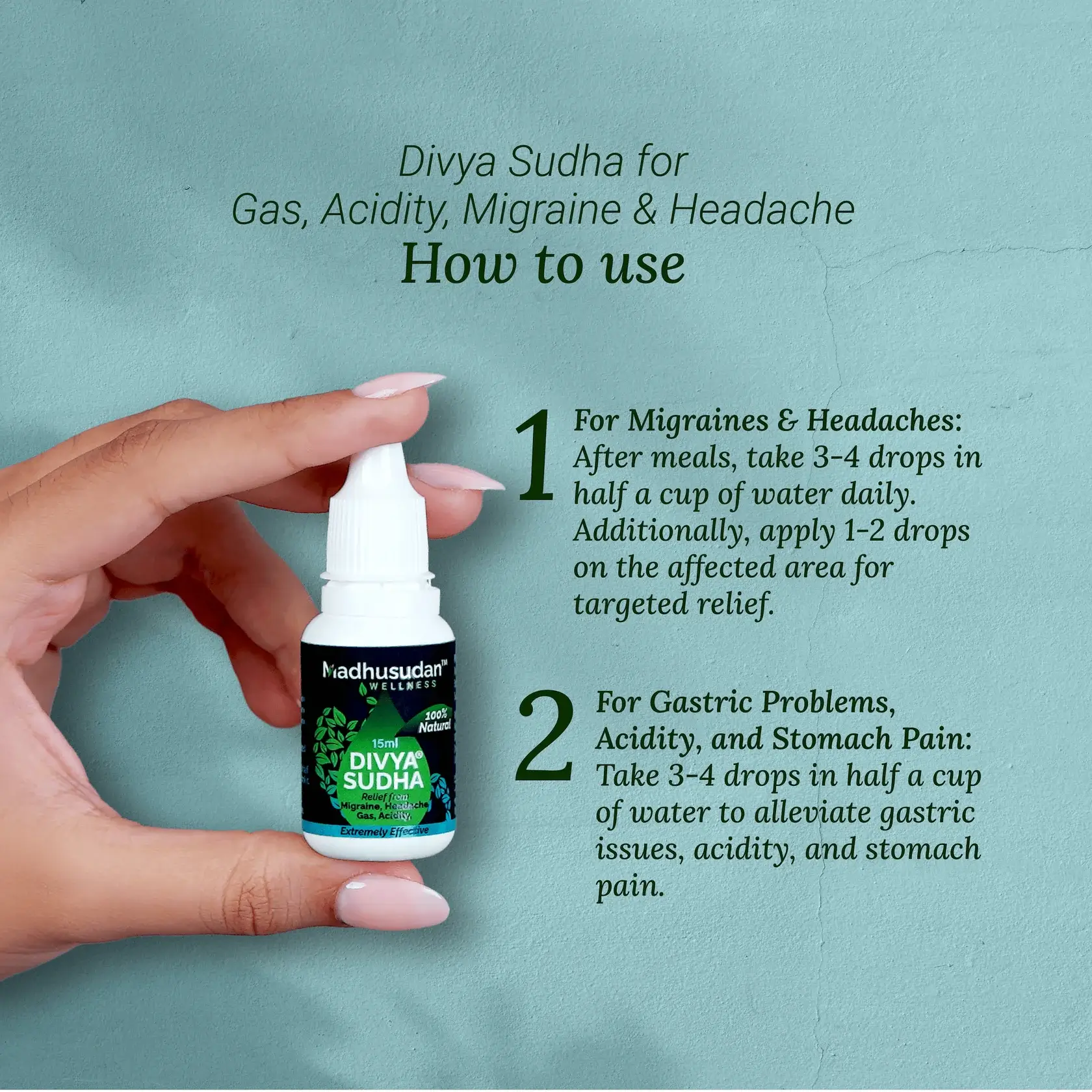 Divyasudha Drops For Gas, Acidity & Migraine
